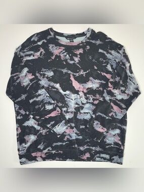 Athleta Crewneck Pullover Sweatshirt Abstract Tie-Dye (Black) Women's LARGE